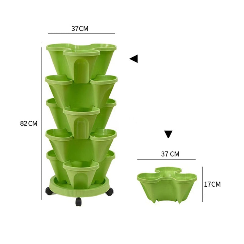 Self Watering Stacking Planting Pot Tower Durable Garden Outdoor Strawberry Herb Flower Vertical Gardening Flower Pots Planters