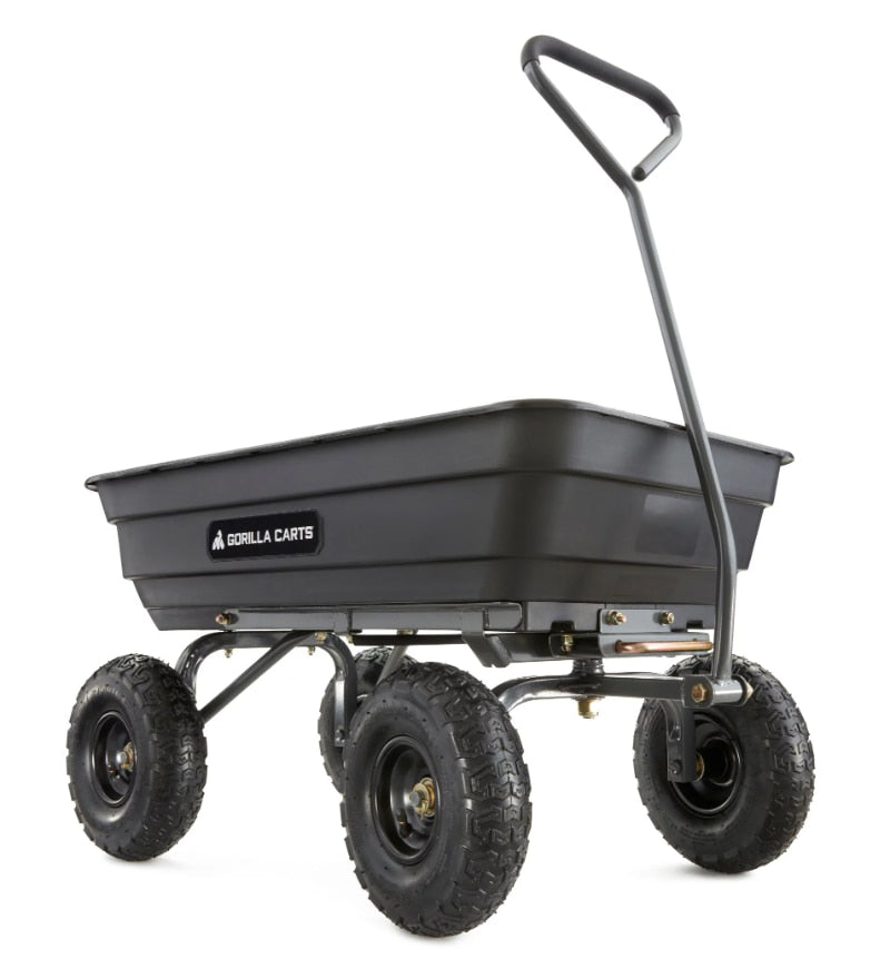 Gorilla Carts Poly Dump Garden Cart with 10" Tires